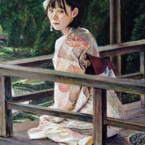◇【しらないせかい 草木塔の山止女】 ◇絵画 アクリル絵具 木製パネル