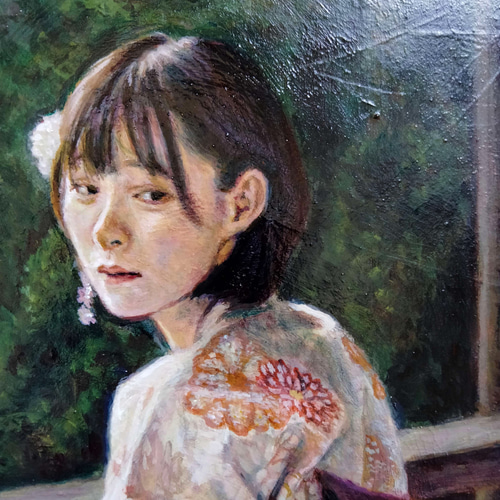 ◇【しらないせかい 草木塔の山止女】 ◇絵画 アクリル絵具 木製パネル