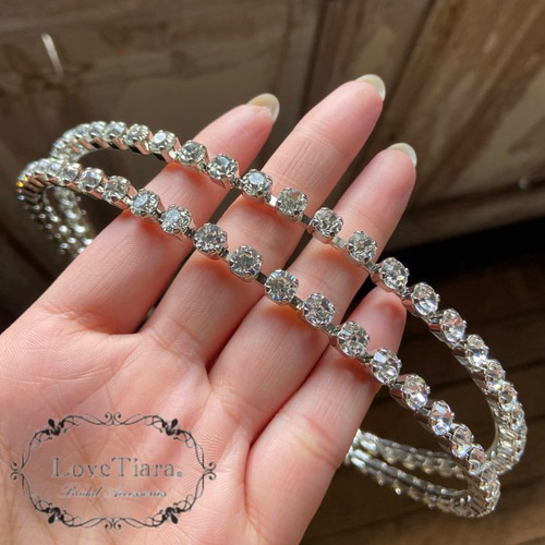 2連クリスタルカチューシャ＆イヤリング/ピアスset KA-32|結婚式