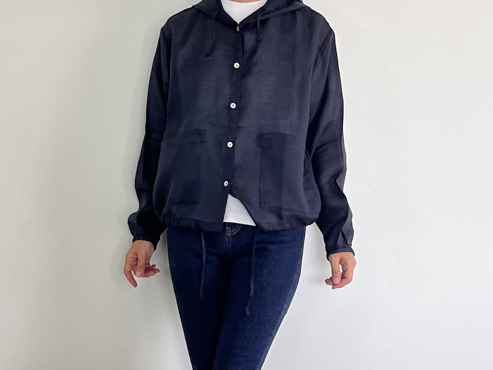 リネン　パーカーブルゾンジャケット　ライトアウター