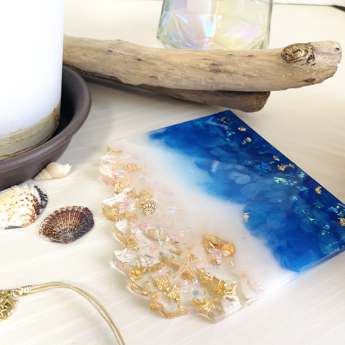 サマーセール‼️海レジン　波レジン　離島 Leaf Edgez Ocean Resin art（オーシャンレジンアート）掛時計