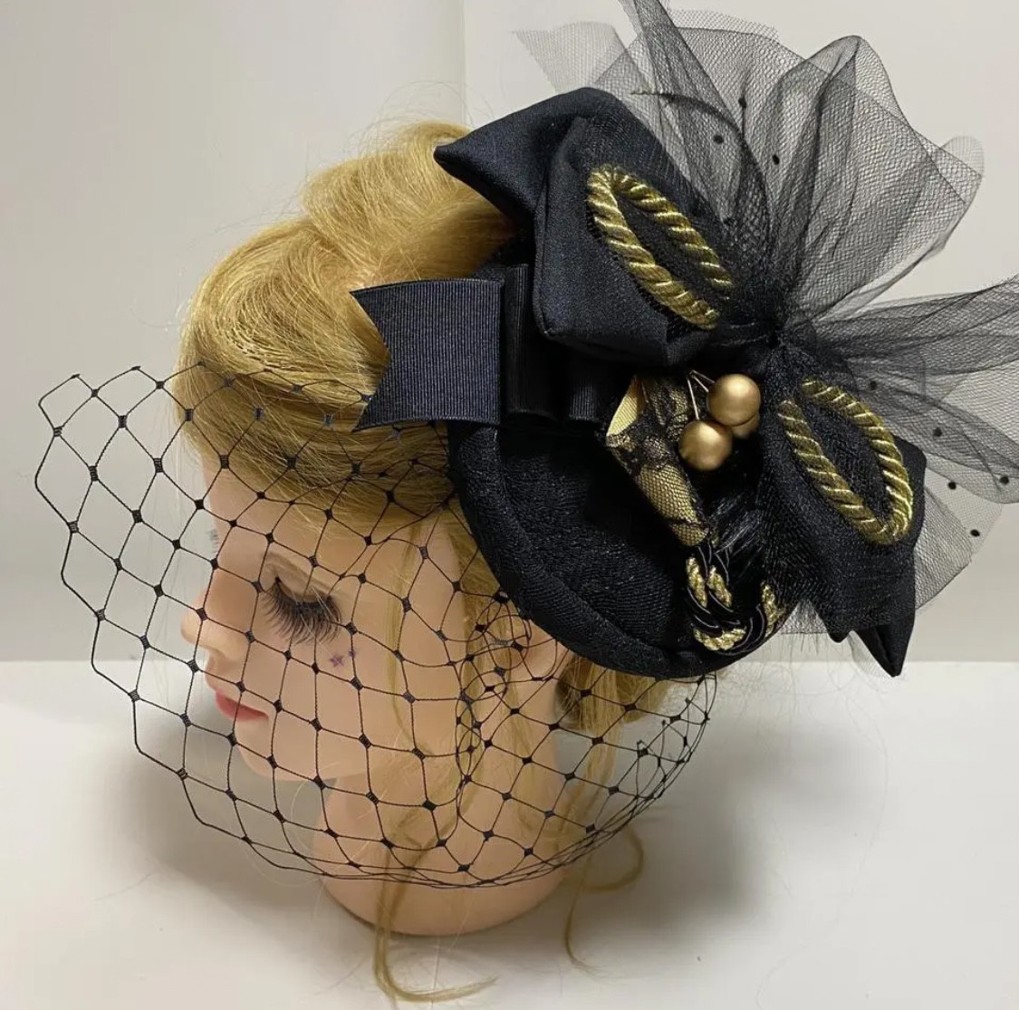 トークハット　トーク帽　カクテルハット　ヘッドドレス　J　１黒レース