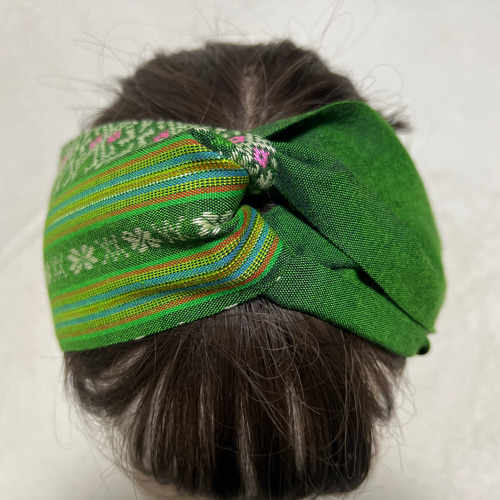 アーミーグリーン 7wayアレンジヘアターバン　リボン　ヘアバンド 買うファッション - アーミーグリーン 7wayアレンジヘアターバン