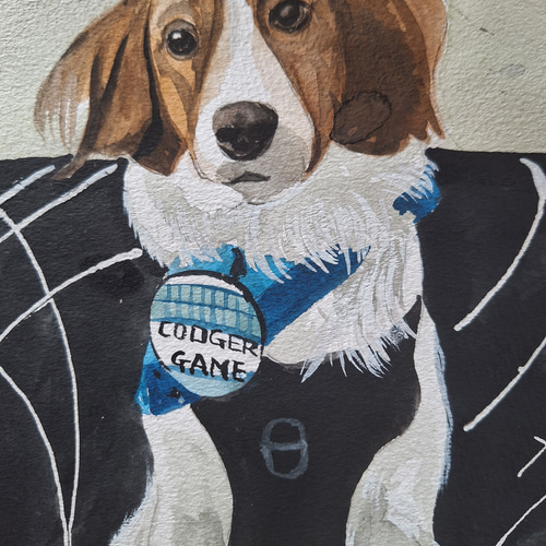 鉛筆画　犬　大谷　原画 2024.8/16完成品その2『デコピン』 初めての犬&今年は大谷翔平をもう