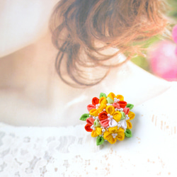 ❁紫・桜色ブーケ根付けストラップ・大人かわいいつまみ細工