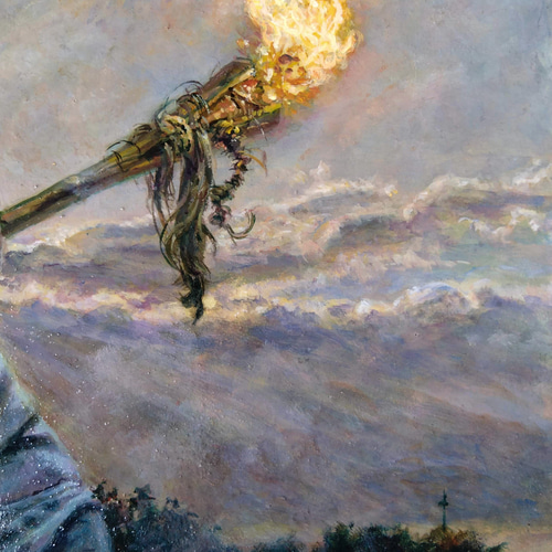 しらないせかい かがしめ祭】絵画 アクリル絵具 木製パネル 絵画 西野