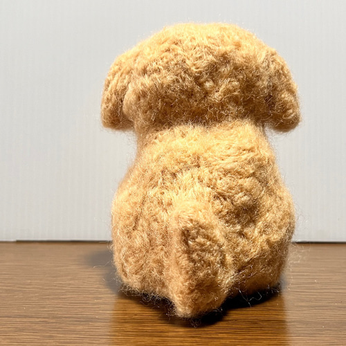 羊毛フェルト　トイプードル　ハンドメイド　犬　置物 トイプードル(ベージュ)(中)置物#1(羊毛フェルト) 羊毛フェルト