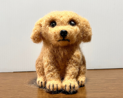 へそ天　トイプードル　クマカット　羊毛フェルト　犬　ハンドメイド　置物 へそ天 トイプードル クマカット 羊毛フェルト 犬 ハンドメイド