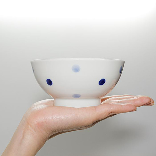砥部焼 おしゃれ 「夫婦茶碗 水玉」ドット ペア かわいい 飯碗