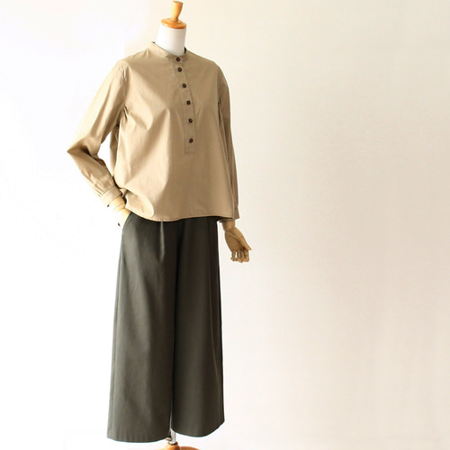 c_o_c_o_r_o 秋から～ フロントタック/ワイドパンツ通年（オリーブ  