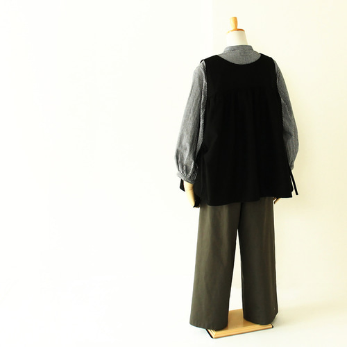 c_o_c_o_r_o 秋から～ フロントタック/ワイドパンツ通年（オリーブ  