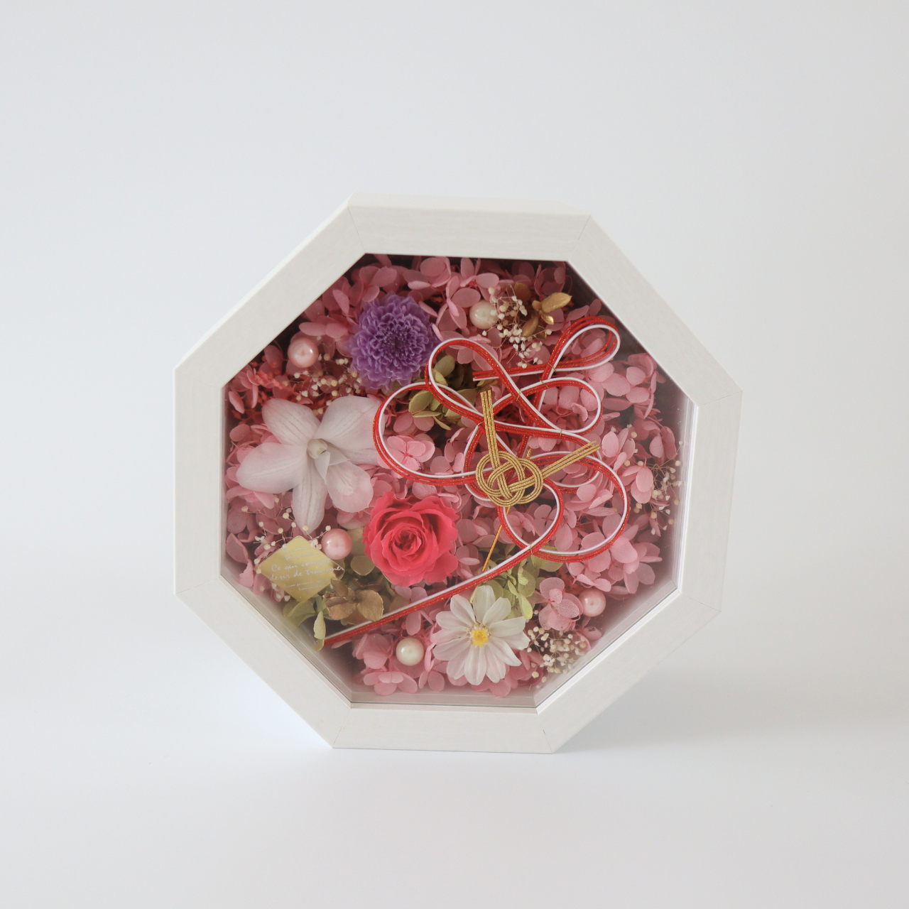 和装の結婚式にはコレ！両親贈呈ギフト、引出物にオススメ！『寿』の水引が印象的な華やかプリザーブドフラワーギフト　結婚祝