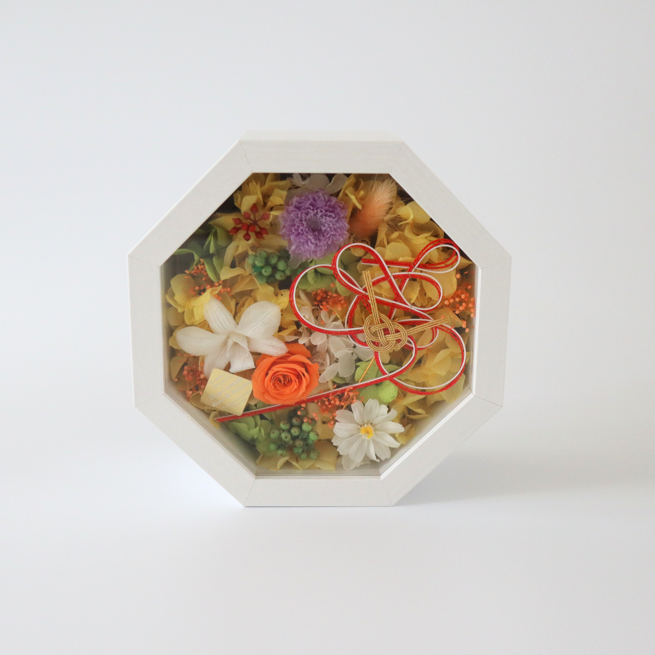 和装の結婚式にはコレ！両親贈呈ギフト、引出物にオススメ！『寿』の水引が印象的な華やかプリザーブドフラワーギフト　結婚祝