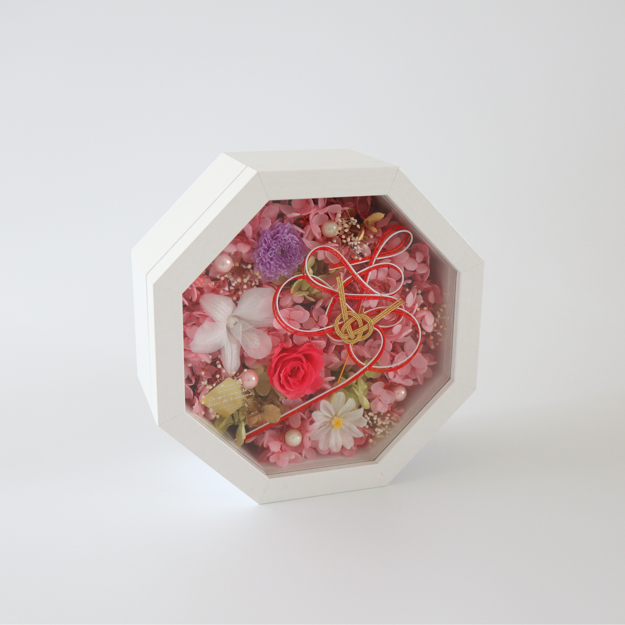 和装の結婚式にはコレ！両親贈呈ギフト、引出物にオススメ！『寿』の水引が印象的な華やかプリザーブドフラワーギフト　結婚祝