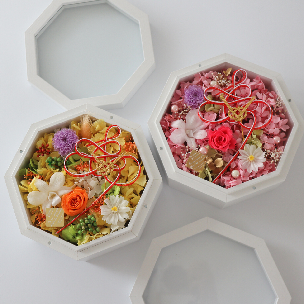 和装の結婚式にはコレ！両親贈呈ギフト、引出物にオススメ！『寿』の水引が印象的な華やかプリザーブドフラワーギフト　結婚祝