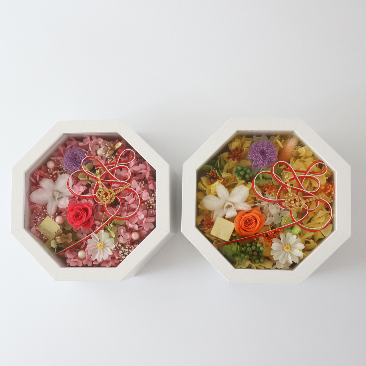 和装の結婚式にはコレ！両親贈呈ギフト、引出物にオススメ！『寿』の水引が印象的な華やかプリザーブドフラワーギフト　結婚祝