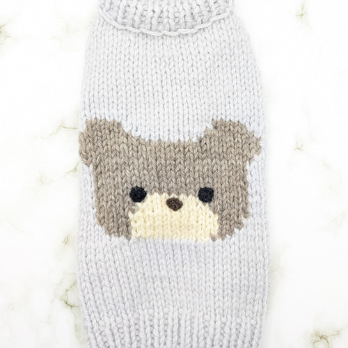 胴回り32〜34センチ くまちゃんセーター 手編み 犬服 ペット服