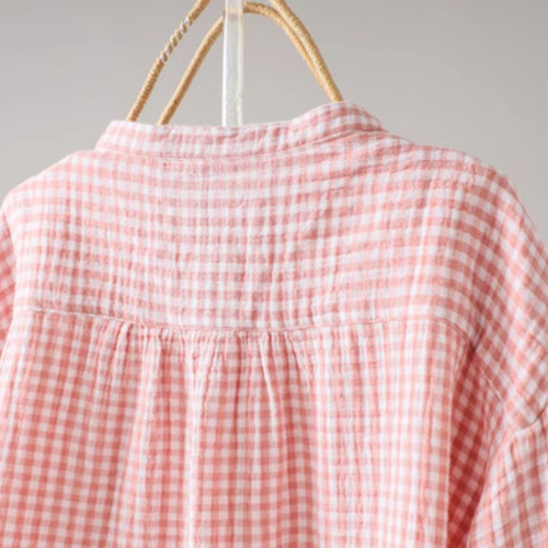 Charvet コットン チェック シャツ ピンク ヴィンテージ フランス