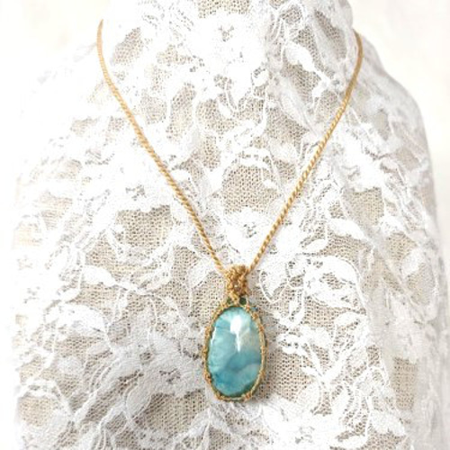 【30％OFF】 ラリマー×水晶 精麻マクラメペンダント ネックレス より紐 その他