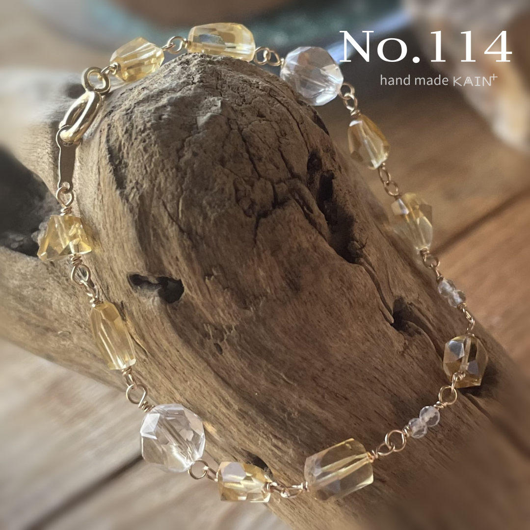 114　シトリン　ブラジル産水晶スターカット　14kgf　ブレスレット　ワイヤーブレス