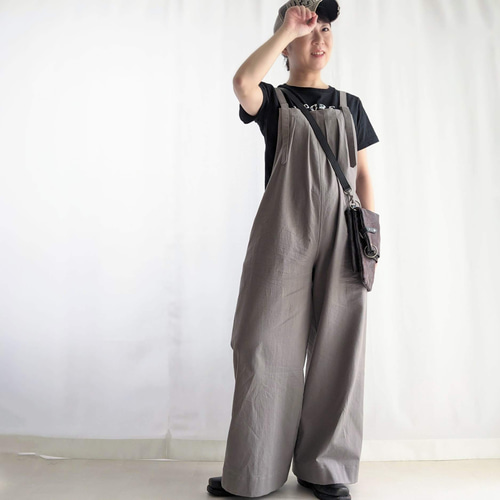 大人のためのサロペットパンツ（グレー コットンツイル