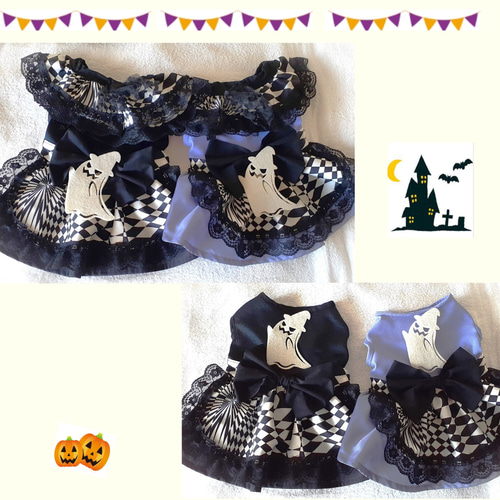 犬服ハンドメイド♡ミィモ♡ハロウィンワンピース♡ヘッドドレス Amazon.co.jp: ペット服 犬 服 ワンピース 小型犬 ハロウィン