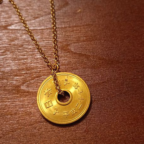 本物の5円玉ネックレス ペンダント 日本 ジュエリー5円硬貨海外外国の