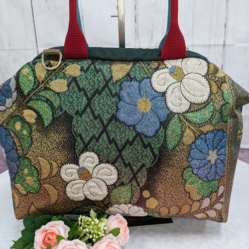 着物帯リメイク 『オビカラbag』 L1タイプ 手提げ、ばね口金