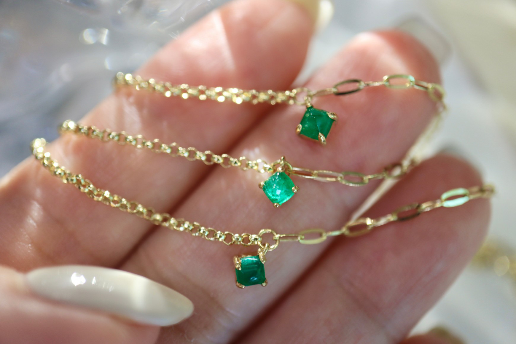 エメラルドブレスレットk18