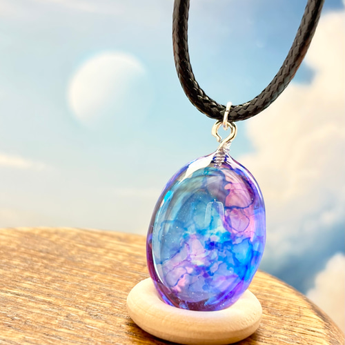 空玉ネックレス |青紫の空レジン ネックレス ペンダント レジン