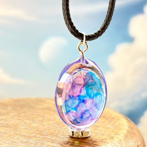 空玉ネックレス |青紫の空レジン ネックレス ペンダント レジン