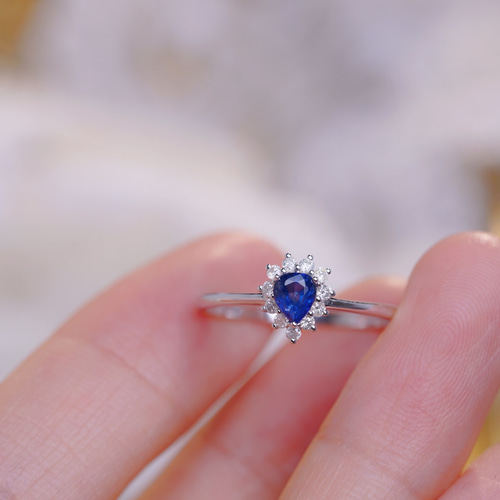 K18 サファイア 面倒臭く 天然ダイヤモンド リング 