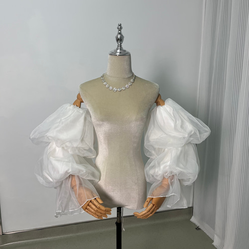 送料無料！姫袖 オーガンジー クレープ生地 可愛い オフホワイト  