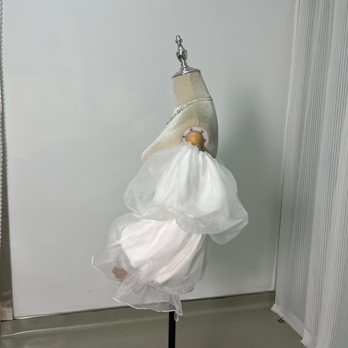 送料無料！姫袖 オーガンジー クレープ生地 可愛い オフホワイト  