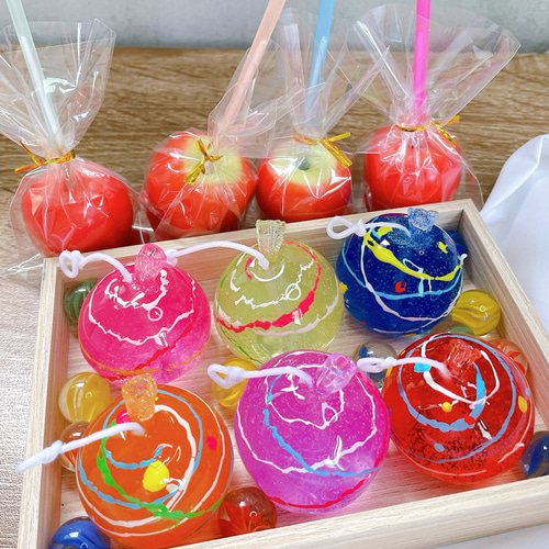 夏限定】夏感じる ヨーヨーとりんご飴の縁日キャンドル キャンドル