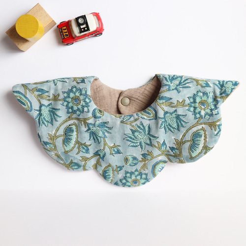 男の子にも｠もくもくスタイ インド綿 ハンドブロックプリント フリル