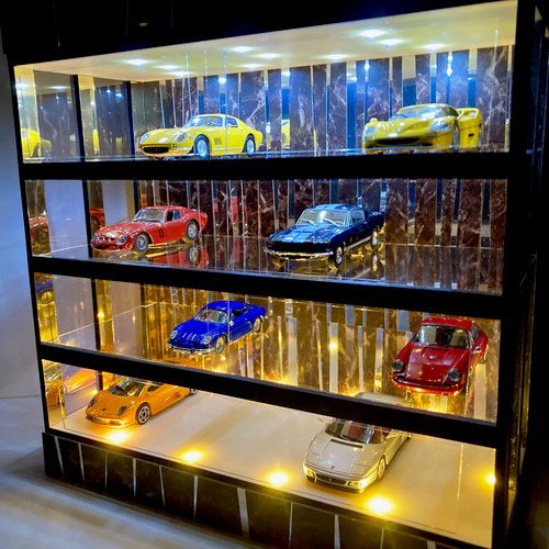 1/43展示可・ミラー＆大理石・4層式ディスプレーBOX / LED20灯