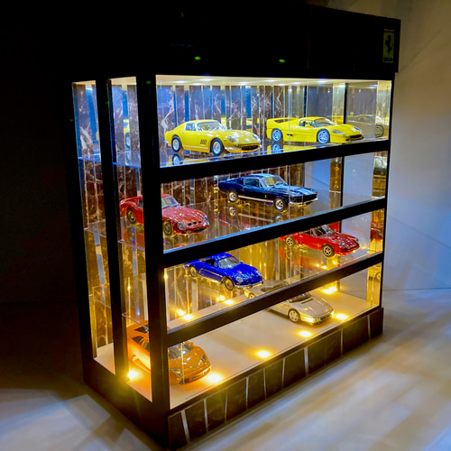 1/43展示可・ミラー＆大理石・4層式ディスプレーBOX / LED20灯 