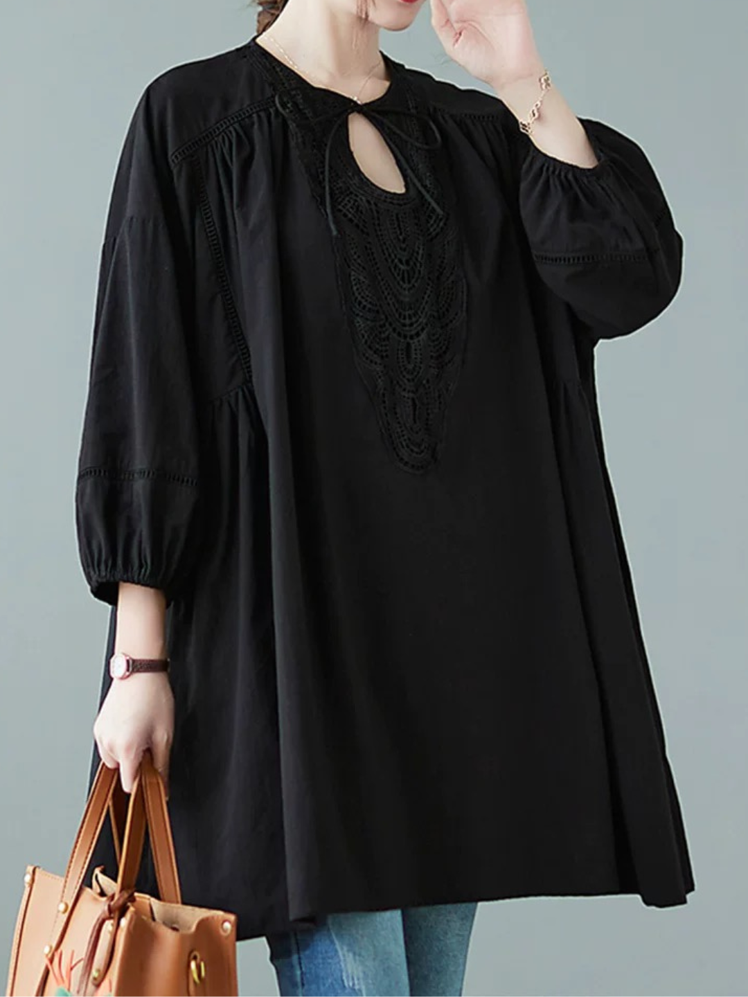 UNXl l 七分袖 レース 水っぽく チュニック kk
