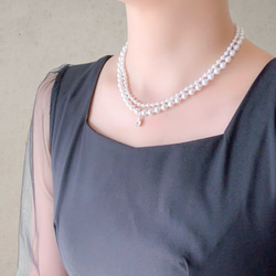 SILVER あこや真珠　パール　2連ネックレス チャーム　結婚式　入学式 SILVER あこや真珠 パール 2連ネックレス チャーム 結婚式 入学式 楽天