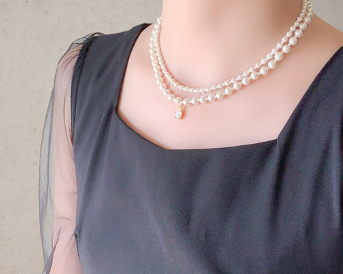 ホワイト パール ネックレス 真珠 1連 フォーマル アクセサリー 337d02dba3ad558fd4e63576c57f73