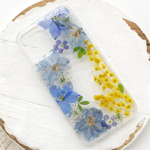 ミモザ iPhone17e/17ProMax・Googlepixel10A・GalaxyS26ケース 押し花