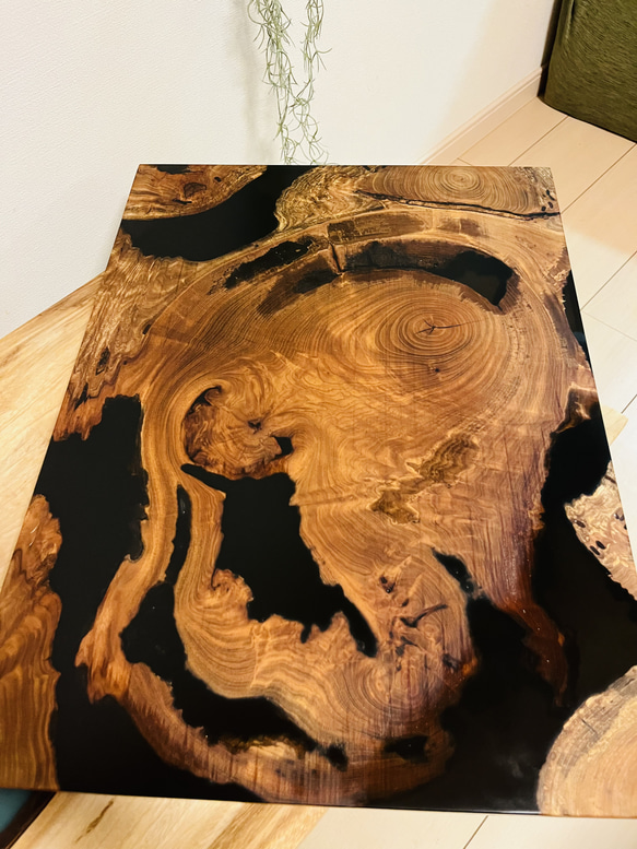 レジン　ローテーブル　欅　無垢材 レジンボード ウッドレジン 欅 けやき テーブル天板 ロー