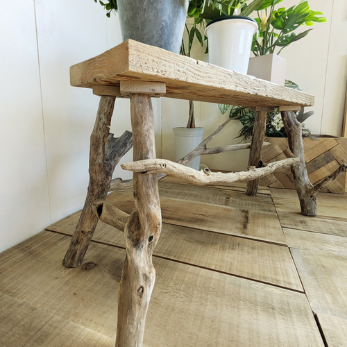 古足場板と流木 GardenTable ＆ Bench ｜観葉植物スタンド プランター