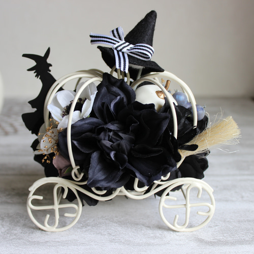 かぼちゃの馬車 ハロウィン アレンジメント 魔女 アーティフィシャル