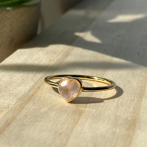 キュートなハート型天然石ローズクォーツ リング 指輪・リング LePleia