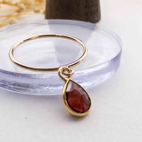 K14gf モザンビーク産 ガーネット リング 華奢 指輪 Silver925 #12