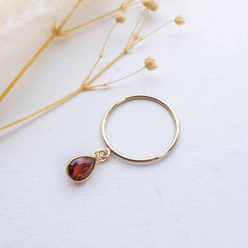K14gf モザンビーク産 ガーネット リング 華奢 指輪 Silver925 #12