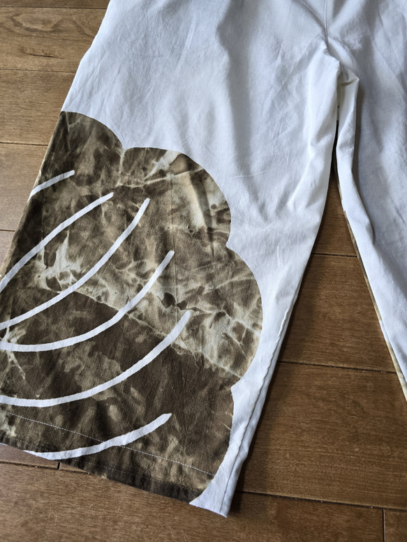 着物リメイク　古布手作り　白の幕　パンツ 