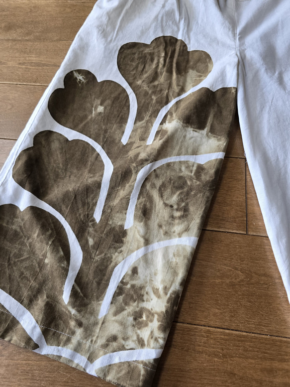 着物リメイク　古布手作り　白の幕　パンツ 